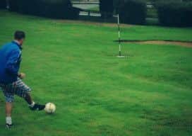 UK number 1 FootGolfer Ben Clarke displays his skills