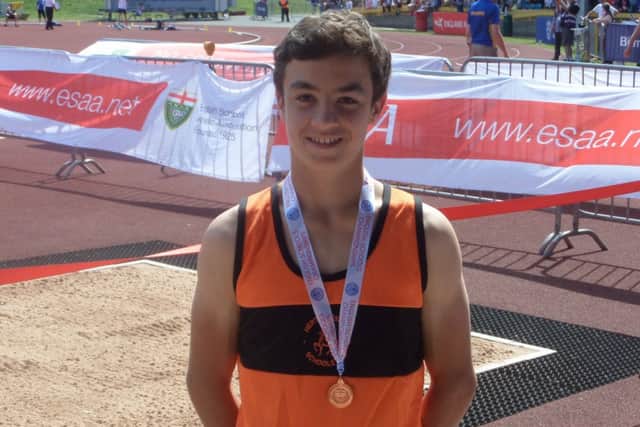 Michael Fryer won the U17 boys' pole vault with a jump of 3.60m