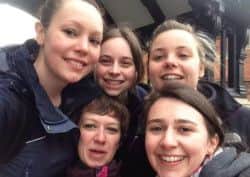 Berkhamsted Walk. Pictured at the start of the 2014 walk are Alona Simister, Wendy Phillips, Katie Prior, Emily Atkinson and Samantha Russell.