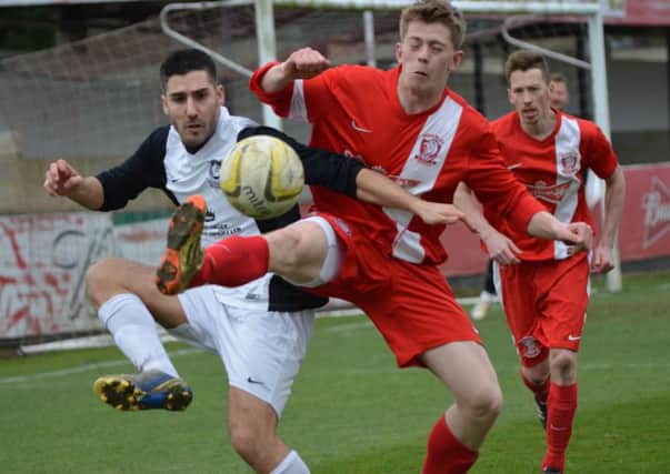 Alex Campana, left, got the winning goal for Kings Langley against Wembley. Picture (c) Chris Riddell