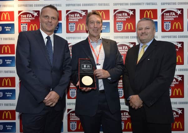 Berkhamsted Raiders Keith Pollard and Paul Russell received their FA award from Liverpool legend Didi Hamann. Photo (c) Justin Setterfield - The FA