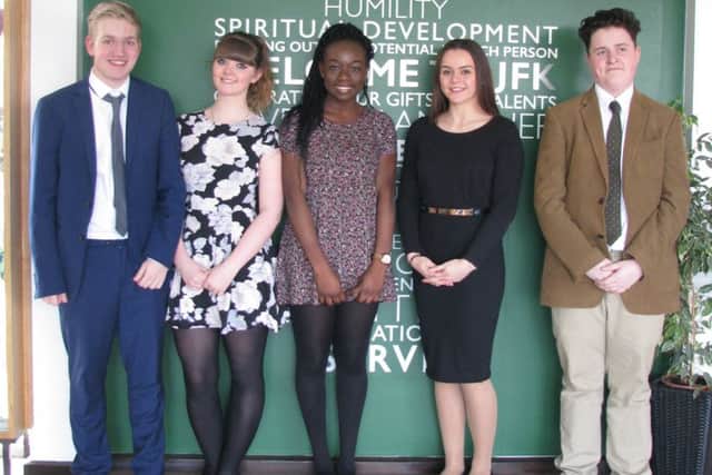 Some of the students from John F Kennedy Catholic School who sat their GCSEs in 2014.