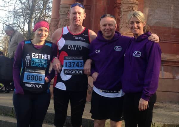 Dacorum & Tring Road Runners Esther Hamilton, David Stears, Chris Kitchener and Jules Robinson before the start of the Brighton marathon