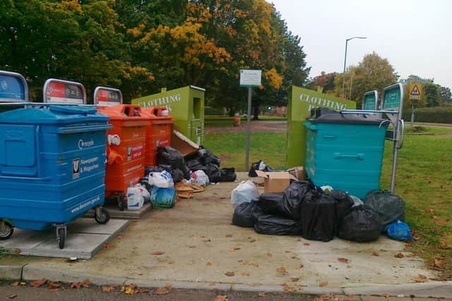 The household rubbish which was dumped in Henry Wells Square, Hemel Hempstead, by Mr O'Connor and Mr Tambwe in January this year