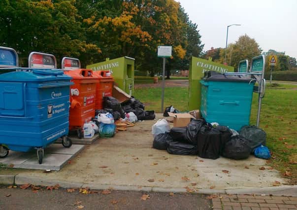 The household rubbish which was dumped in Henry Wells Square, Hemel Hempstead, by Mr O'Connor and Mr Tambwe in January this year