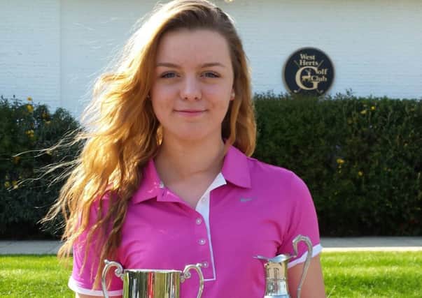 Hannah Screen recorded a double win at the Hertfordshire Schools Golf Association Rosebowl Championship