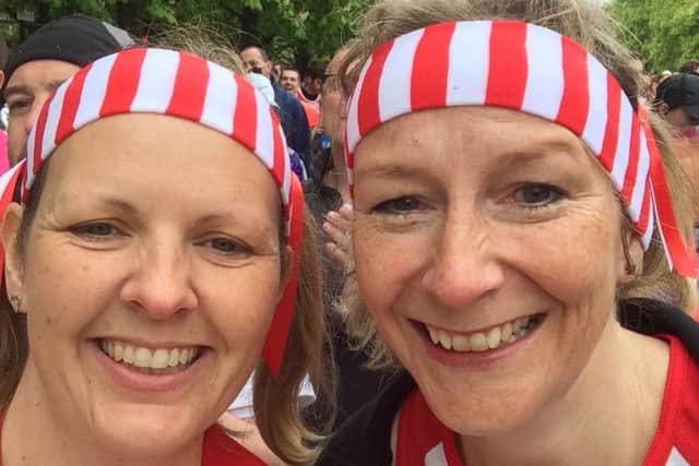 Team Macy - Helen Cruickshanks and pal Tanya Dalton completed the London Marathon 2015.
