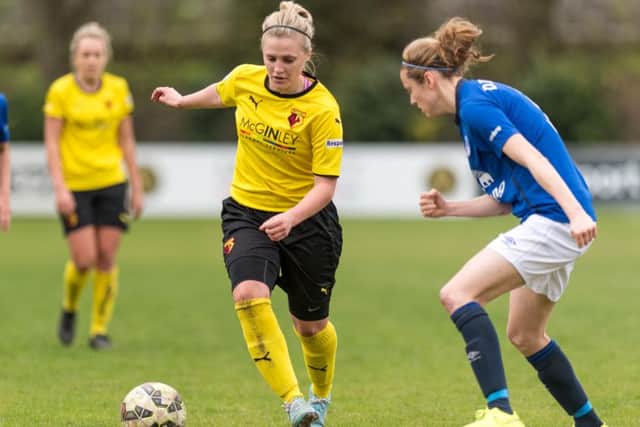 Match action from Watford Ladies' defeat to Everton Ladies. Picture (c) Andrew Waller
