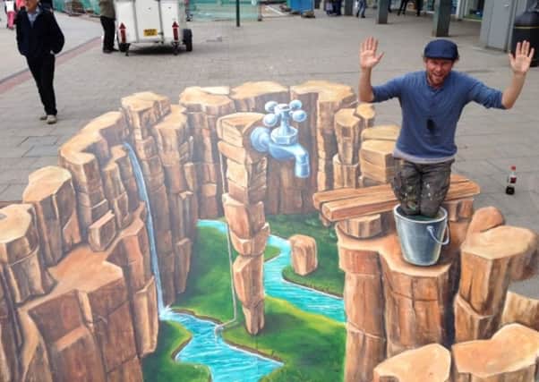 Pavement artist Leon Keer at the Marlowes May Day