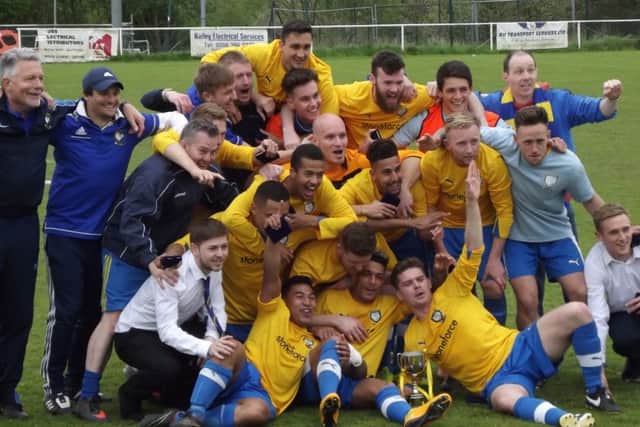 Berkhamsted celebrate their cup win. Picture (c) Dave Mason