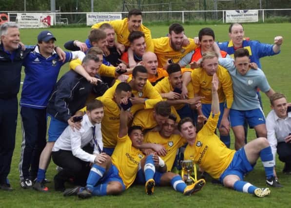 Berkhamsted celebrate their cup win. Picture (c) Dave Mason