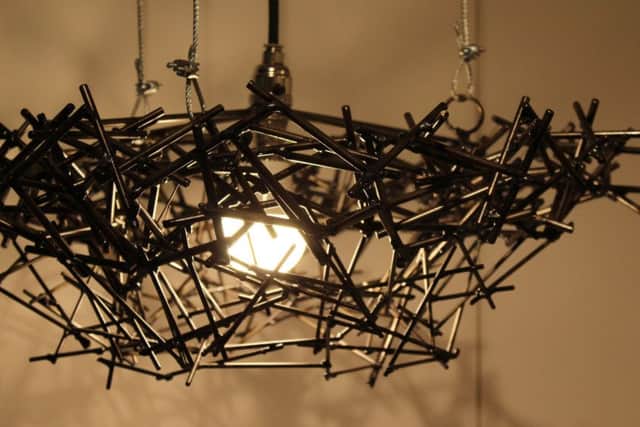 Metal creation, lightshade, by Chris Dunsby