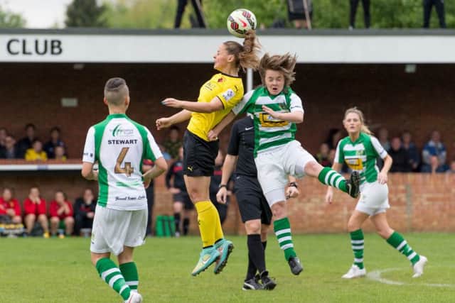 A bumper crowd turned out for Watford Ladies' clash with Yeovil Town Ladies. Picture (c) Julia Waller
