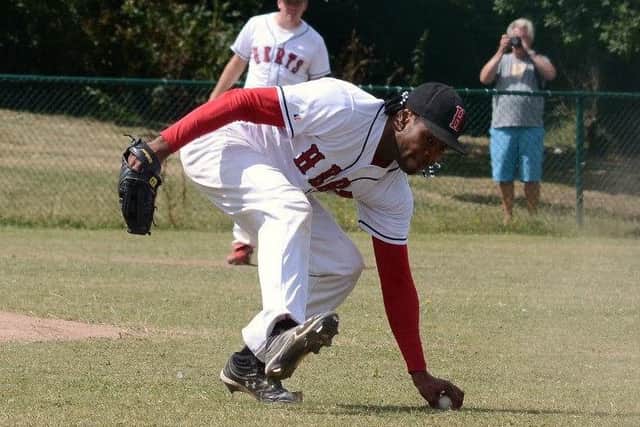 Herts Falcons pitcher Jose Sosa put in another strong performance. Picture (c) Paul Holdrick