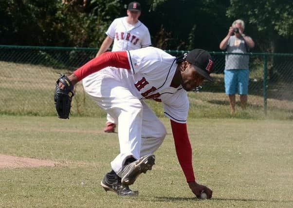 Herts Falcons pitcher Jose Sosa put in another strong performance. Picture (c) Paul Holdrick