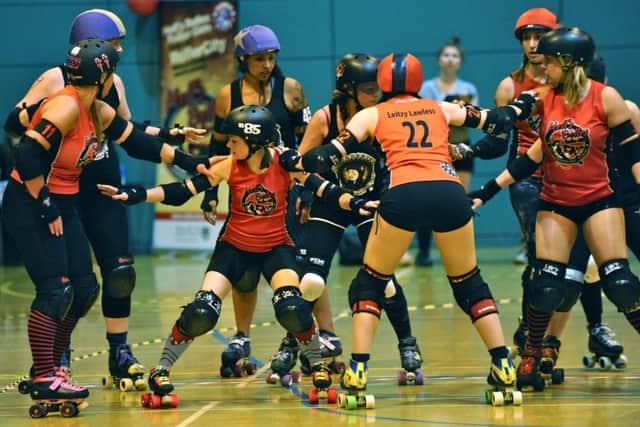 Hertfordshires Hells Belles recorded a convincing win against Bedfordshire Roller Girls at Hemel Hempstead Sportspace. Picture (c) Daz Wilson