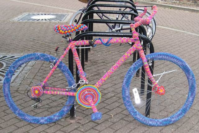 Mystery woollen bike in Church Square, Tring, on Monday, June 22, 2015.