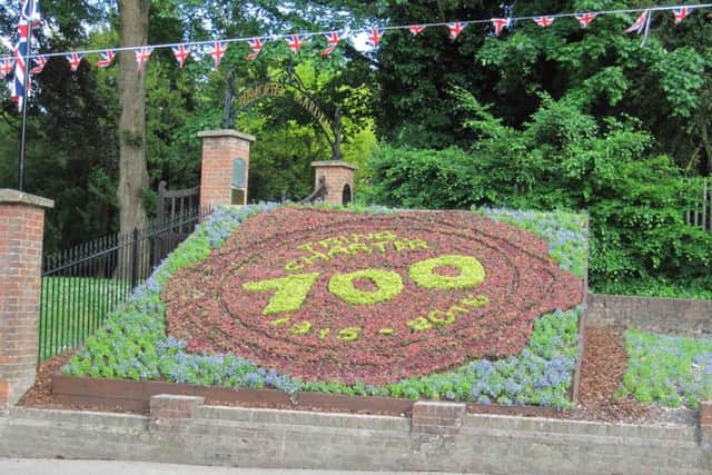 The Tring Charter seal in flowers