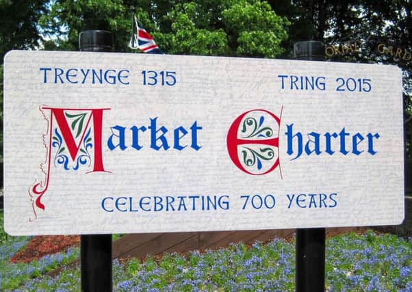The Tring Charter sign near the memorial gardens