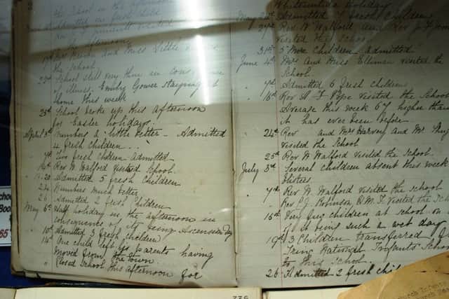 An entry in the log book for the school, then known as Gravelly Infants' School, from the late 1800s