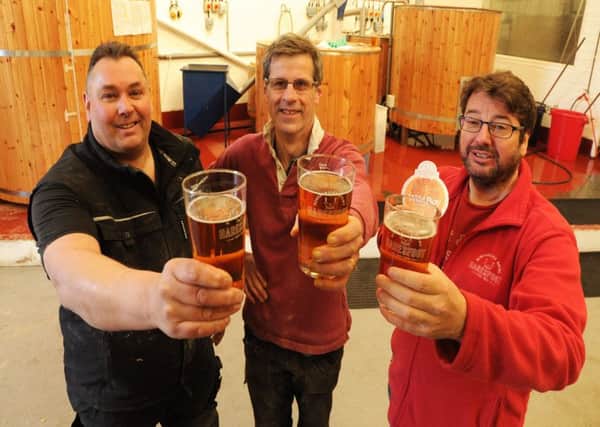 Haresfoot Brewery, from left, Barry Glithero, Keith Holmes and Nigel Oseland.