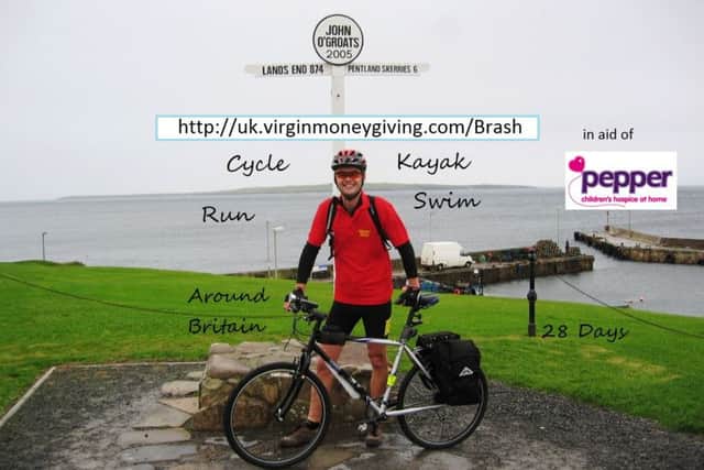 Richard Brash from Berkhamsted will be cycling, running, swimming and kayaking his way around Britain in aid of the Pepper Foundation