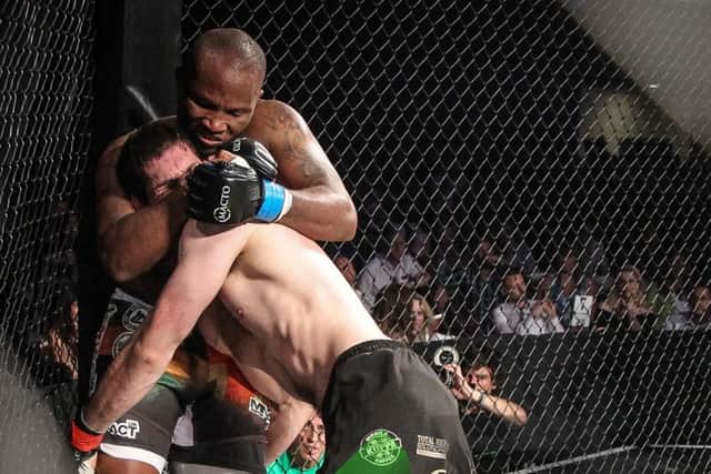 Denniston 'Mad Max' Sutherland defeated his opponent Avi Jack with a cross face submission at Macto's debut fight night. Picture by Marc Moggridge.