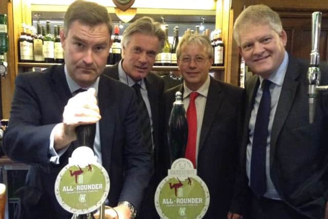 Haresfoot Brewery with their beer All Rounder in the Strangers' Bar at the House of Commons.