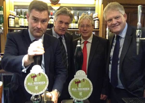 Haresfoot Brewery with their beer All Rounder in the Strangers' Bar at the House of Commons.