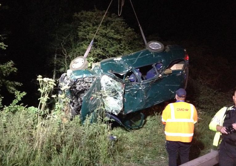 Driver survives after car flips upside down in M1 crash
