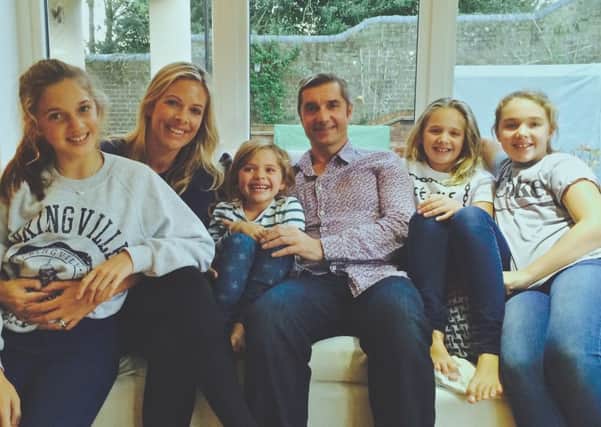 Paul and Eleanor Keohane with their four daughters, Christmas 2014