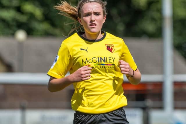 Poppy Jones in action for Watford Ladies. Picture (c) Andrew Waller