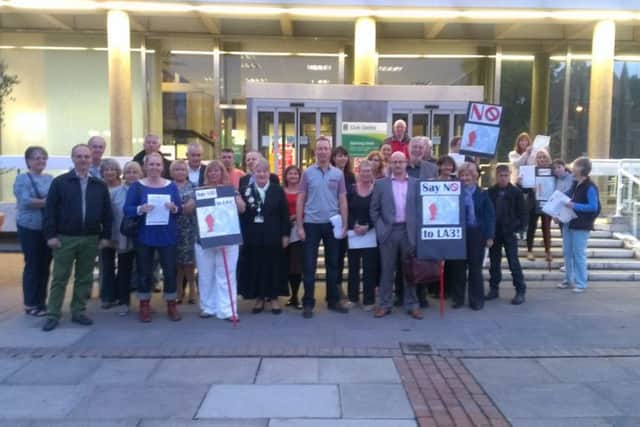 Campaigners against the LA3 plan outside Hemel Hempstead's Civic Centre.