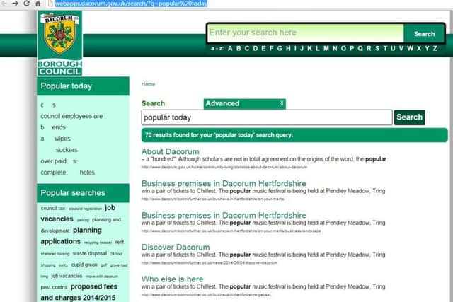 Swearing on Dacorum website (rude words removed)