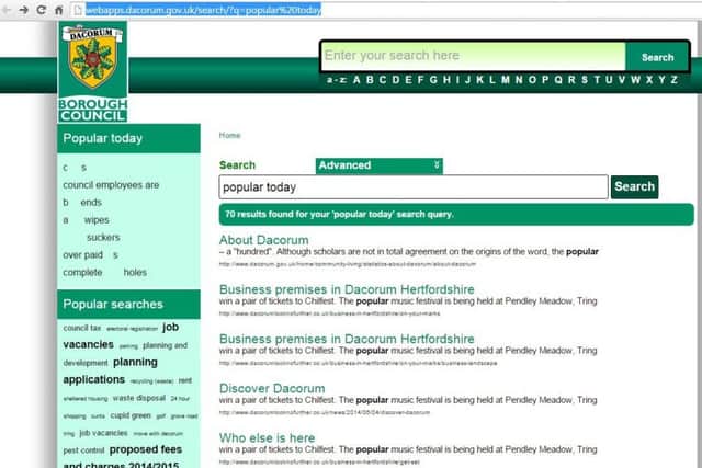 Swearing on Dacorum website (rude words removed)