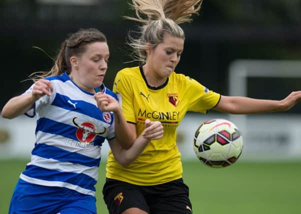 Match action from Watford Ladies' defeat to Reading FC Women. Picture (c) AW Images (awimages.co.uk)