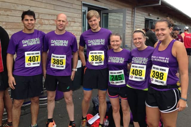 Casper Du Buisson, Russell Morris, Duncan Hamilton, Rachel Lewis, Kelly Du Buisson and Clare Hunt at the Dunstable Downs 20-miler