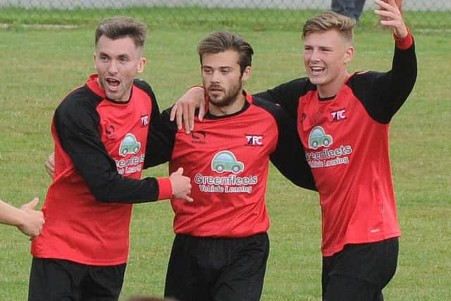 Chris Vardy, centre, was on target for Tring