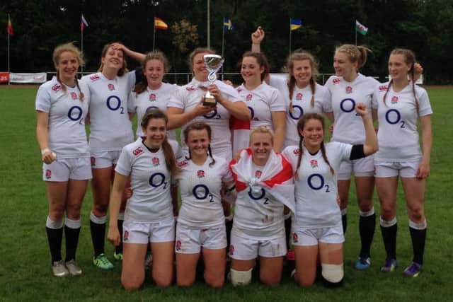 Zoe Harrison with the triumphant England U20s squad