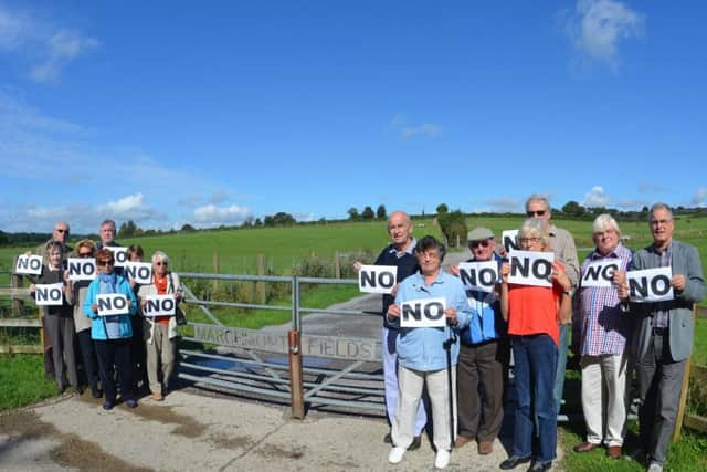 Marchmont Fields housing plan protest by residents from Piccotts End.