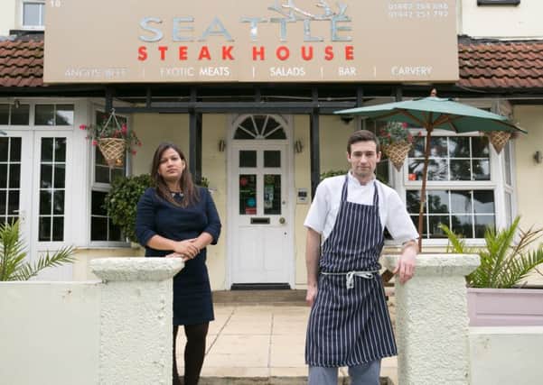 Seema Dhyani, owner of Seattle Steakhouse in Boxmoor, Hemel Hempstead, with head chef Simon O'Bryan