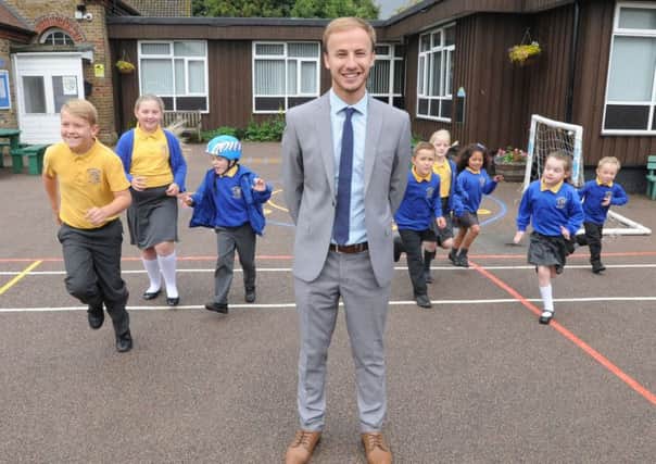 Nick Read, the new head of Gaddesden Row Primary School, with some of his pupils