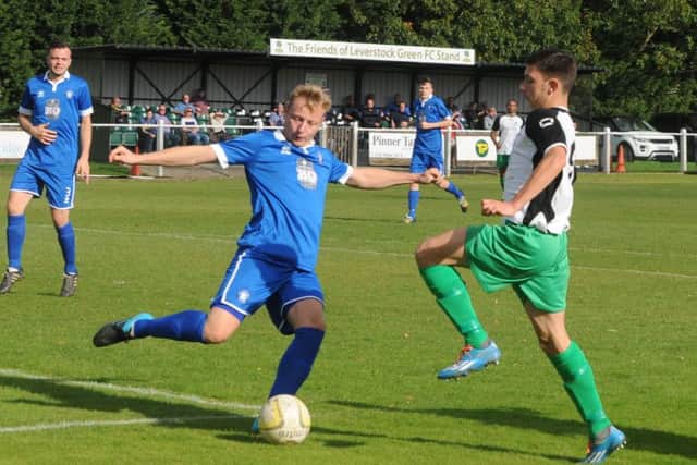 Leverstock Green FC versus Dunstable on Saturday. Louis Bircham with ball