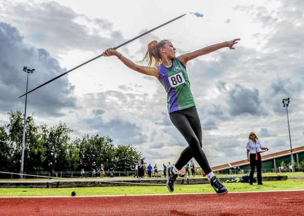 Tia Stonehouse in action in the javelin. Picture (c) Gary Mitchell