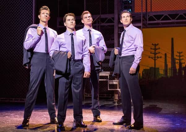 Jersey Boys cast (L-R) Lewis Griffiths, Matt Corner, Sam Ferriday, Henry Davis (Photo credit Helen Maybanks)