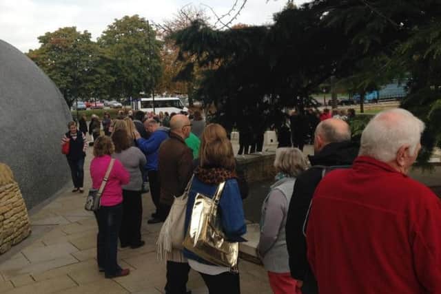 Fans queue for tickets outside the Waterside Theatre in Aylesbury