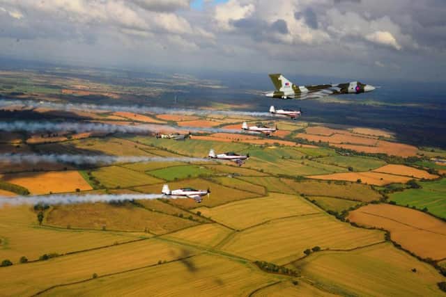 The Vulcan's last flight over Northamptonshire.
Picture by Mike Hayton via 2Excel Aviation Ltd NNL-151014-112005001