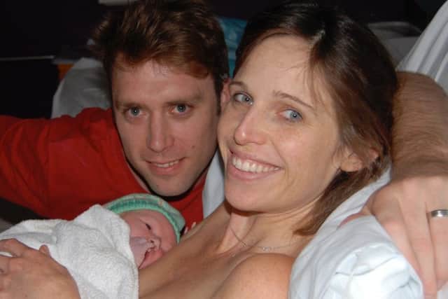 Chad and Emma Harwood-Jones with their second son Freddie, now two, who was born using the Marie F. Mongan hypnobirthing technique
