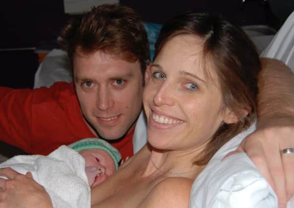 Chad and Emma Harwood-Jones with their second son Freddie, now two, who was born using the Marie F. Mongan hypnobirthing technique