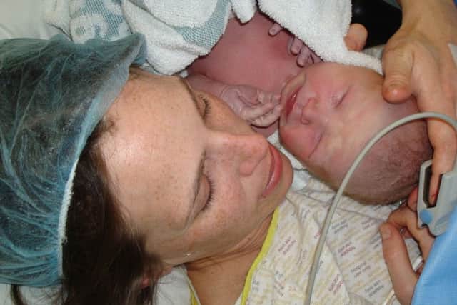 Emma Harwood-Jones with her son Jack, now four, who was born after a traumatic C-section